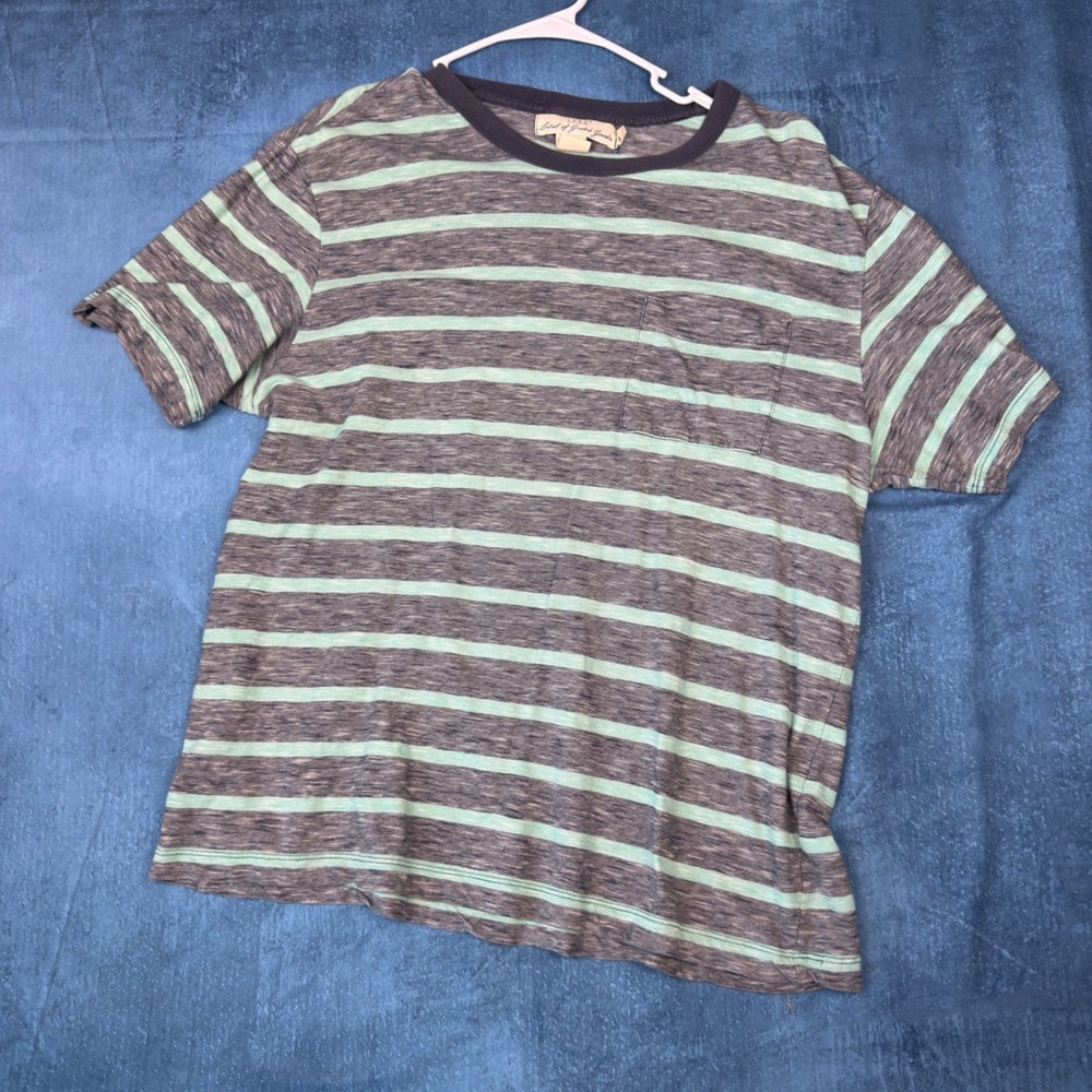LOGG Label of Graded Goods Mens Striped T-Shirt Mint Grey Crew Neck Short Sleeve